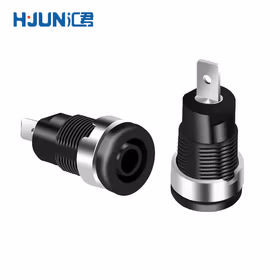 汇君 4mm香蕉插座黄铜镀镍耐高压1000V安全插座护套万用表插座 黑色10个