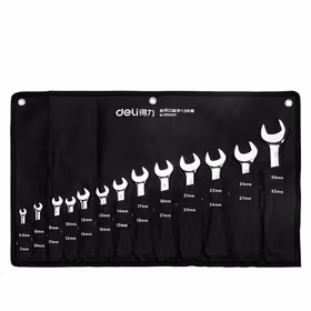 得力 镜面双开口扳手套装   5.5-32MM；DL160013T