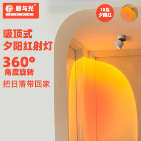 鲸与光 夕阳落日灯日不落射灯嵌入式玄关装饰壁画灯走廊氛围灯洗墙灯 白色明装夕阳灯-夕阳红10瓦