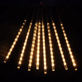 贝工 LED七彩流星雨灯 暖白 50cm 8根/套 公母接 220V 户外双面防雨淋节日氛围彩灯串