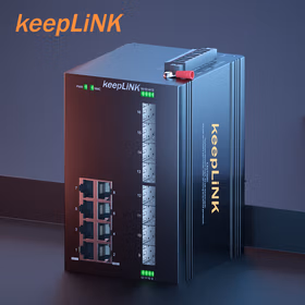 keepLINK 友联KP-9000-75-8GX8GT-V 环网工业级以太网交换机 千兆8光8电 管理型导轨式安装
