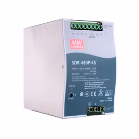 明纬 480W单组输出工业用DIN导轨型有PFC功能电源,8台/箱；SDR-480P-48
