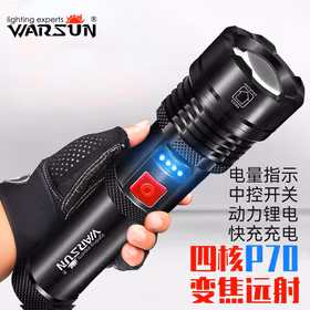 沃尔森 Warsun A360手电筒多功能变焦强光手电超亮远射led可充电非氙气防水探照灯小