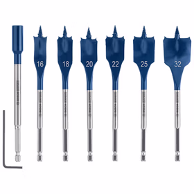 博世 木工扁钻7支装 16 / 18 / 20 / 22 / 25 / 32mm+152mm延长杆