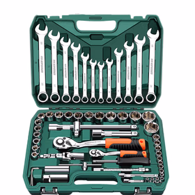 绿林（GREENER）62件专业汽修工具套装大小飞棘轮套装工具箱梅花开口两用扳手全套