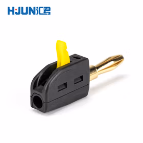 汇君 新型免焊快接4mm大电流32A香蕉插头镀金灯笼头电力测试仪器插头 黑色10个