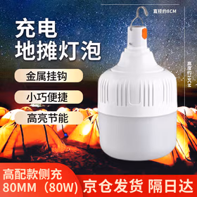 硕士朗 led灯泡应急照明高亮悬挂露营摆摊灯usb充电款球泡灯 侧充80MM（80W)