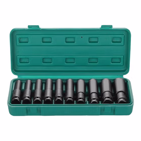 绿林（GREENER）电动扳手套筒套装 六角加长风炮套筒头套头 10件8-24mm套筒全套