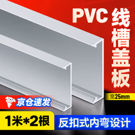 福克福 PVC工业配线槽盖板配电箱走线行线槽工业理线槽灰色阻燃盖板 25mm 1米1根 共两根