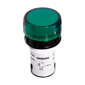 西门子 一体型信号灯,22mm,塑料,圆形,集成LED,24VAC/DC绿色；3SB62D3G
