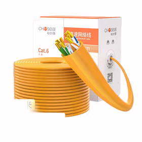 秋叶原(CHOSEAL)六类网线【工程版0.57&plusmn;0.02mm】CAT6精炼铜线芯 非屏蔽千兆网络箱线 橙色 305米 QS2619C