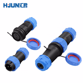 汇君 防水航空插头SP21对接式后螺母式插拔式户外电线连接器 2芯对接式