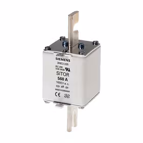 西门子 半导体保护熔断器,3个/盒；3NE NH2 630A 1000V AC aR 开槽刀形触刀