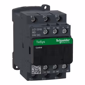 施耐德电气 进口TeSys D系列三极交流接触器,直流线圈,18A,24VDC；LC1D18BD