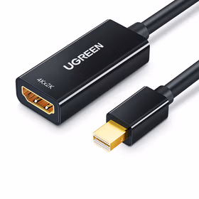 绿联mini dp转hdmi/DP苹果电脑转换器投影仪微软vga转接头雷电迷你mac笔记本连接线通用 Mini DP转HDMI 4K 黑色 40360