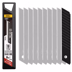 得力 锋利型美工刀片(黄)规格：18mm厚度：0.5mm9白1黑(2400片/箱)；DL-DP09A-2400