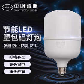 亚明照明 LED节能灯泡塑包铝灯泡 E27大螺口大功率光源 塑包铝白光5W