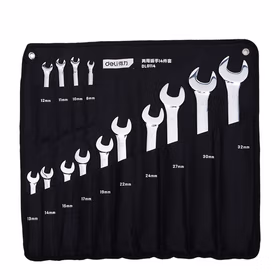 得力 镜面两用扳手套装布包铬钒钢   8-32MM；DL0114