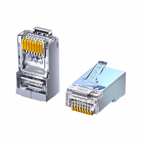 山泽(SAMZHE) 六类RJ45水晶头 6类千兆网络连接器 Cat6带屏蔽电脑网线接头镀金 100个 PW6100