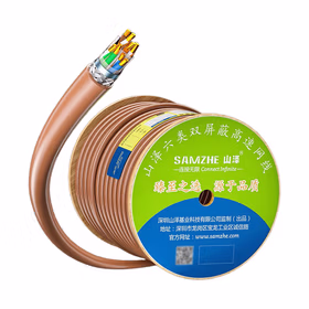 山泽(SAMZHE) 六类千兆双屏蔽抗干扰降衰无氧铜高速网线箱线 棕色；SFTP-6305 305米/箱