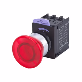 上海天逸电器 圆形蘑菇头按钮,红色,带灯；LA42(V)MD-30/DC(AC)24V/R