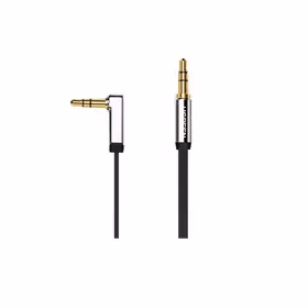 绿联（UGREEN）车用AUX音频线弯头 3.5mm公对公车载音响连接线 直对弯转接线 1米黑