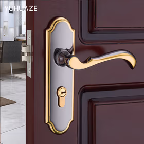 雨花泽 高品质实心单舌门锁房门锁木门把手锁防盗锁具单舌锁芯锁体钛金色