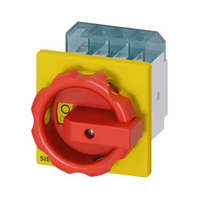 西门子 隔离开关3LD,紧急关闭开关,3针,Iu：16A,额定功率/AC23A时400V时：7.5kW,红色/黄色,4孔固定手柄；3LD20030TK53