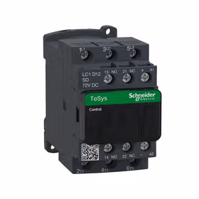 施耐德电气 进口TeSys D系列三极交流接触器,直流线圈,12A,72VDC；LC1D12SD