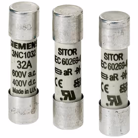 西门子 SITOR-柱状保险丝,10x38mm,10A,aR,UnAC：600V,Un直流：700V,DC符合UL；3NC1010