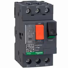 施耐德电气 TeSys 热磁式电动机断路器,按钮控制,整定电流0.63-1A,最大分断能力Icu 100kA；GV2ME05C