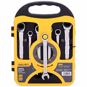 得力 镜面两用棘轮快扳塑架套装   8-19MM；DL4207