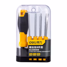 得力 螺丝批可换刀杆铬钒钢长款   9件套(长款)；DL636009