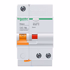 施耐德电气 EA9R,漏电保护断路器,1P+N,C63A/30mA/A类；EA9RN1C6330CA