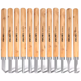 得力 木柄雕刻刀   12件套；DL359012