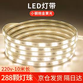 莞安 LED自粘灯带220v客厅吊顶三色软灯条户外超亮自粘灯带条防水线灯 10米单排暖白光