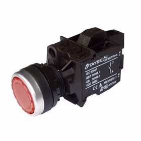 上海天逸电器 圆形平头按钮,红色,带灯；LA42PD-01/AC240V/R