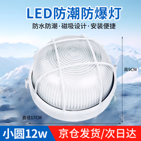 远波 LED防潮灯防爆灯仓库厂房三防灯户外防尘灯浴室防水地下室照明灯 小圆12w（次日达）
