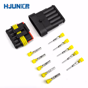 汇君 汽车线束连接器防水防尘HID1.5插头插件公母对接头带线 5P公母全套不带线-5套