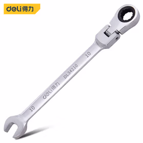 得力 镜面活头两用棘轮快扳   10mm；DL34210