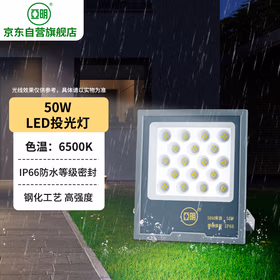 亚明 LED投光灯射灯户外工地厂房车间招牌照明灯 IP66防水等级50W-6500K白光