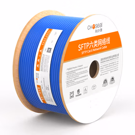 秋叶原（CHOSEAL）六类双屏蔽网线 cat6千兆网络工程家装布线 305米 蓝色 QS2605BT305