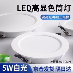 翼芯智能（YXKJ） LED筒灯高显色嵌入式天花灯筒灯工程吊顶灯京仓发货 白光- 5W开孔75-90mm