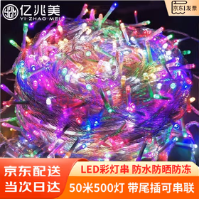 亿兆美 彩灯串满天星户外防水LED七彩变色新年元旦春节圣诞节生日装饰 彩色50米