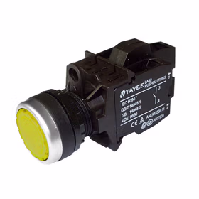 上海天逸电器 圆形平头按钮,黄色,带灯；LA42PD-10/AC6V/Y