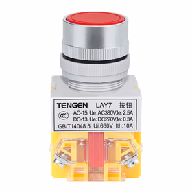 天正 平头按钮 红 自锁 1NO+1NC；LAY7-11BNZS 平钮自锁(红)