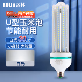 洛林（ROLin）大功率U型节能灯LED玉米灯泡球泡E27螺口4U30W白光6500K（量大定制）