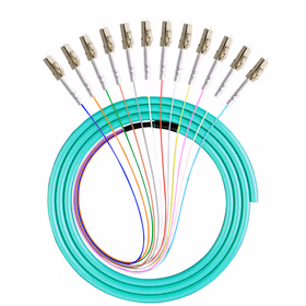 BYNET 电信级OM3多模光纤跳线尾纤 12芯LC束状尾纤 ODF单元体光纤1.2米