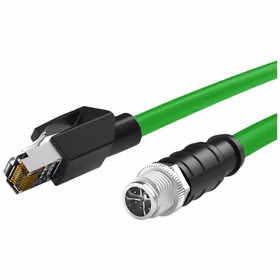 亨通贝尔 M12转RJ45工业网线 高柔电缆 工业级相机编码线缆 直头8芯X型公头（绿）0.3米 HTBE-9007-0.3