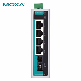 Moxa 5口非网管百兆工业以太网交换机含一个单模光口；EDS-205A-S-SC